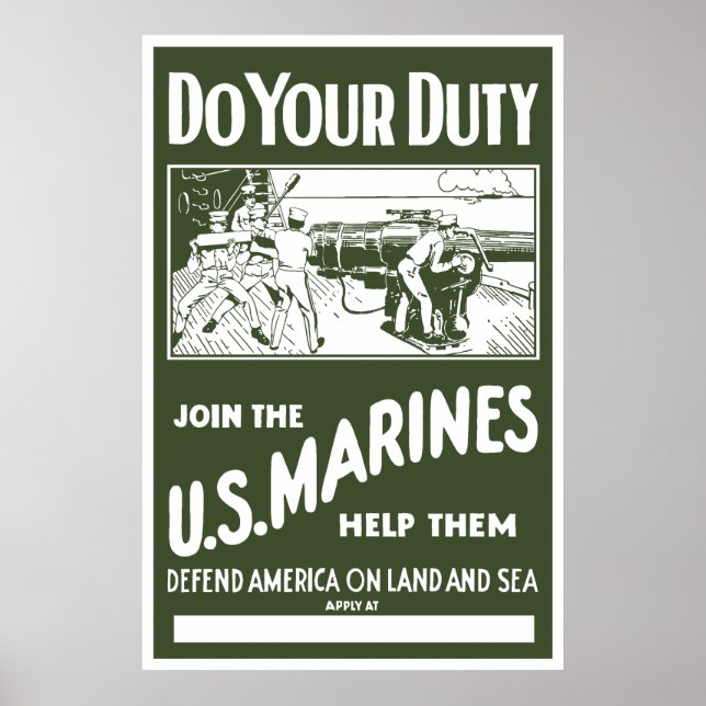 Poster Rejoignez Les Marines Américaines — 2ÈME GUERRE MO (Devant)
