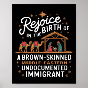 Poster Réjouissez-vous de la naissance d'un Noël à la pea