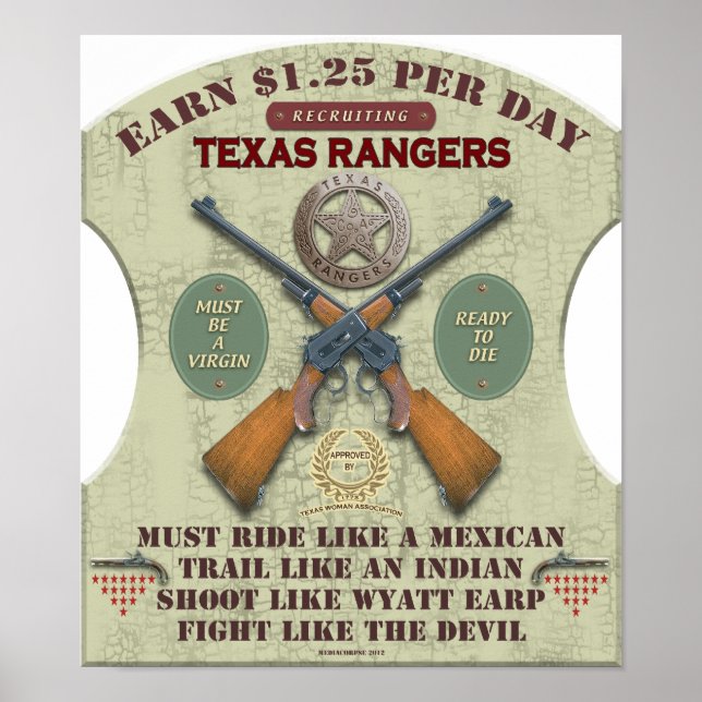 POSTER - REKRUTIERUNG VON TEXAS-RANGERN 1887 (Vorne)