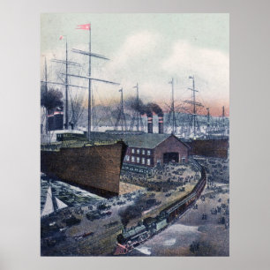 Poster Relais grand quai de paquebot de Portland, Maine