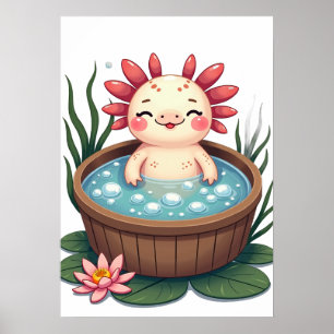 Poster Relaxation Baignoire Axolotl - Vibes Chill
