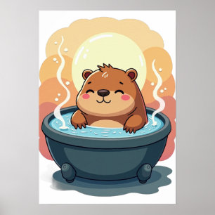 Poster Relaxation Baignoire Capybara Vibes Détente Art Co