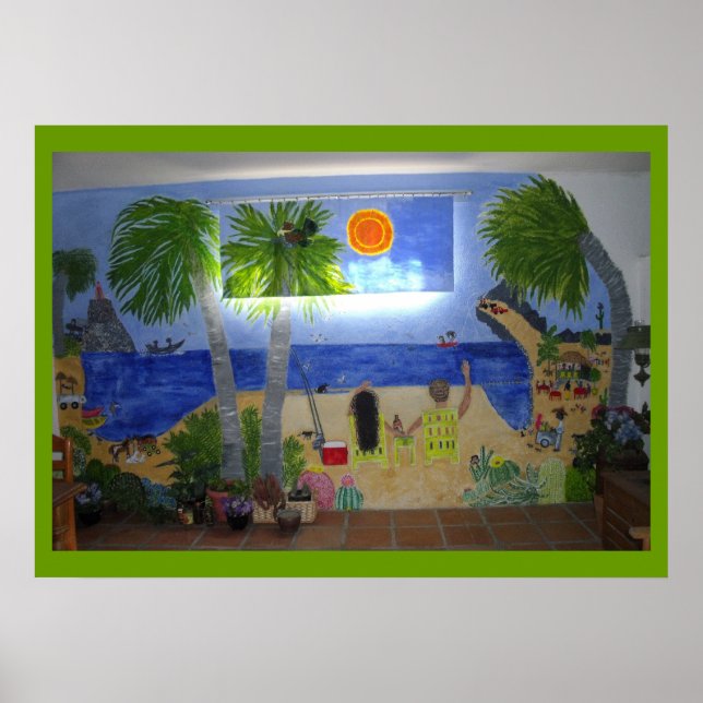 Poster Relaxation sur la plage (tableau en entier) (Devant)