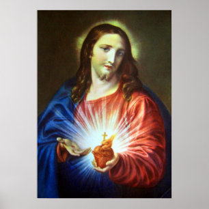 Poster Religieux Sacré Coeur de Jésus catholique