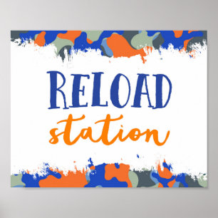 Poster Reload Station Sign Dart Gun Party