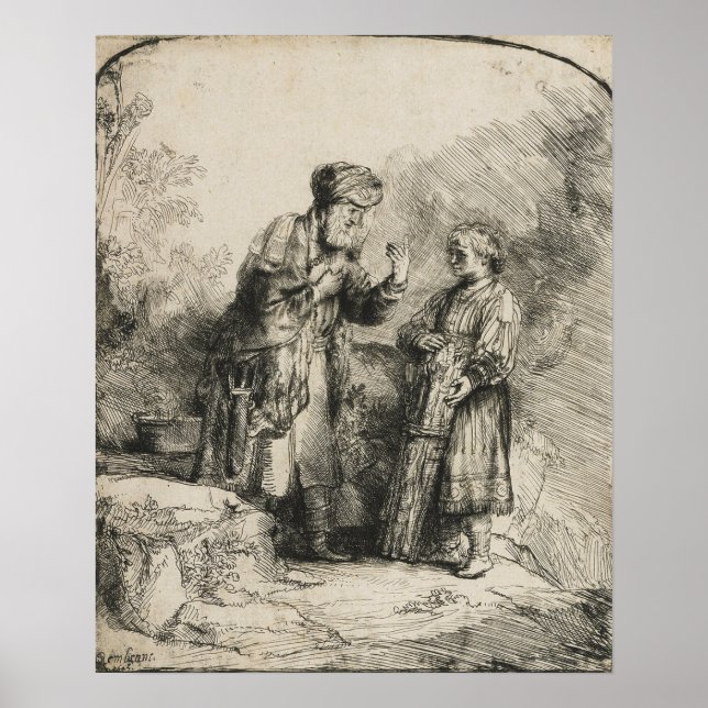Poster Rembrandt - Abraham et Isaac 1645 (Devant)