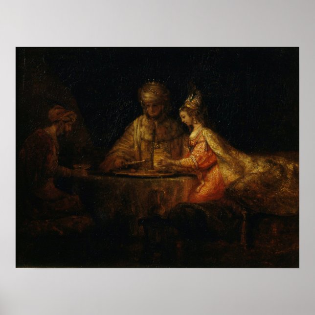 Poster Rembrandt - Ahasuerus Haman et Esther (Devant)