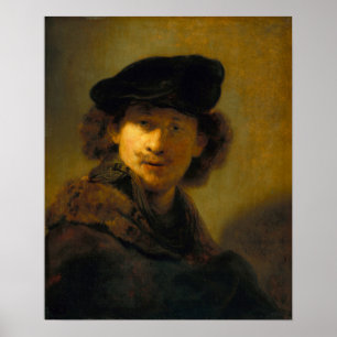 Poster Rembrandt - Autoportrait au béret de velours