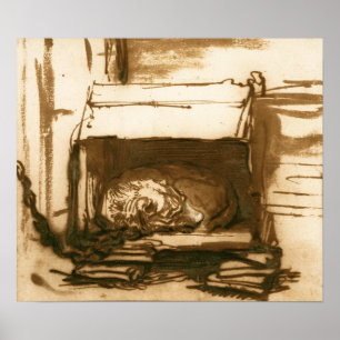Poster Rembrandt - Chien de garde endormi