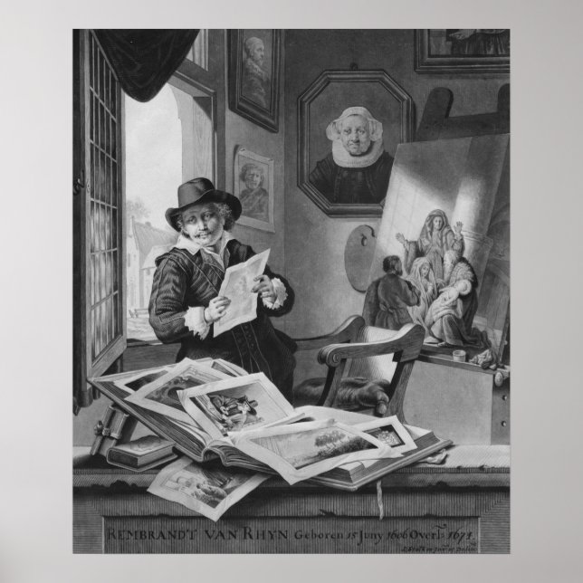 Poster Rembrandt dans son studio (Devant)