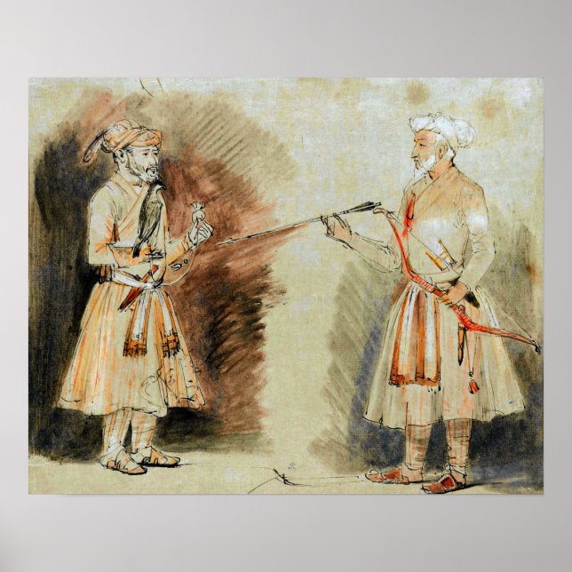 Poster Rembrandt - Deux nobles indiens 1654 (Devant)