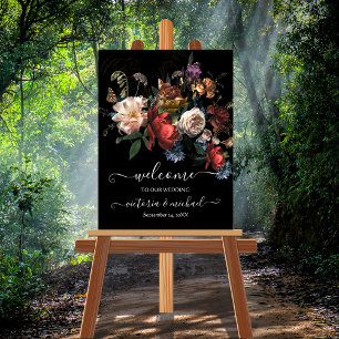 Poster Rembrandt floral foncé et moody Mariage Bienvenue