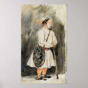Poster Rembrandt - Guerrier Indien Avec Un Bouclier 1654