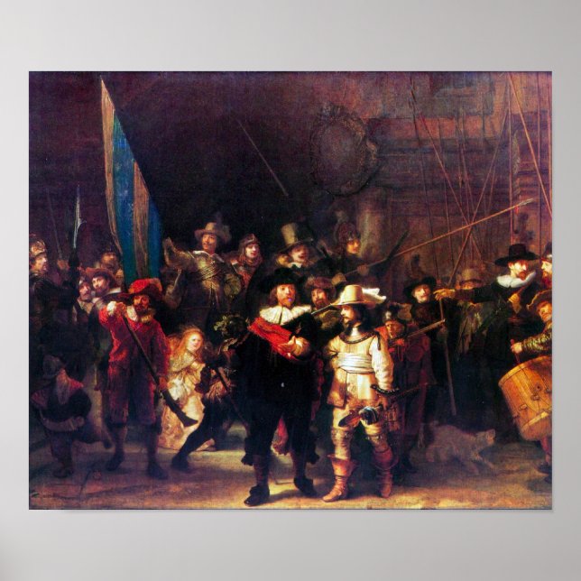 Poster Rembrandt Harmenszoon van Rijn - Veille nocturne (Devant)