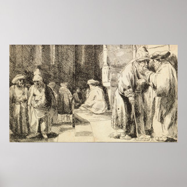 Poster Rembrandt - Les Juifs En Synagogue (Devant)