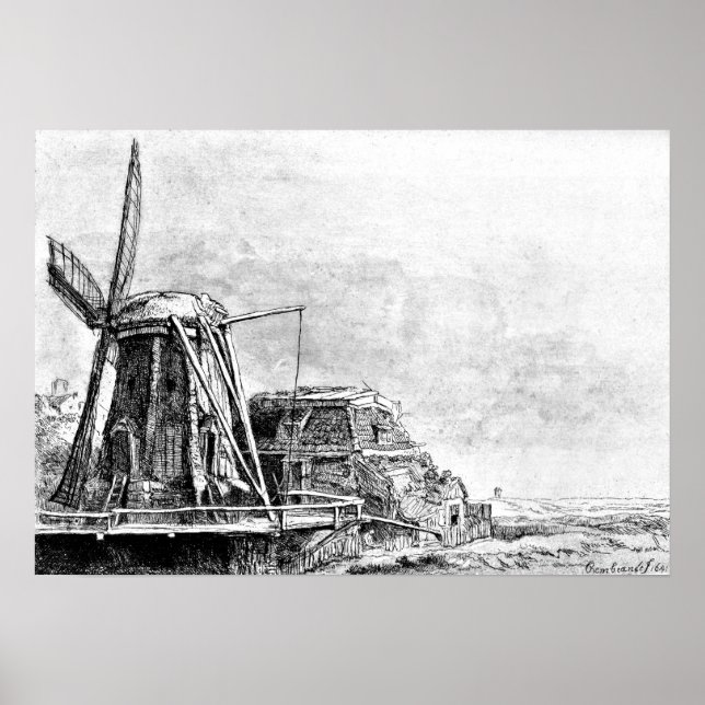 Poster Rembrandt Mill Etching (Devant)