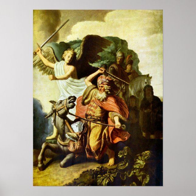 Poster Rembrandt - Prophète Balaam et l'âne (Devant)