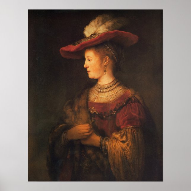 Poster Rembrandt - Saskia Uylenburgh 1634 (Devant)
