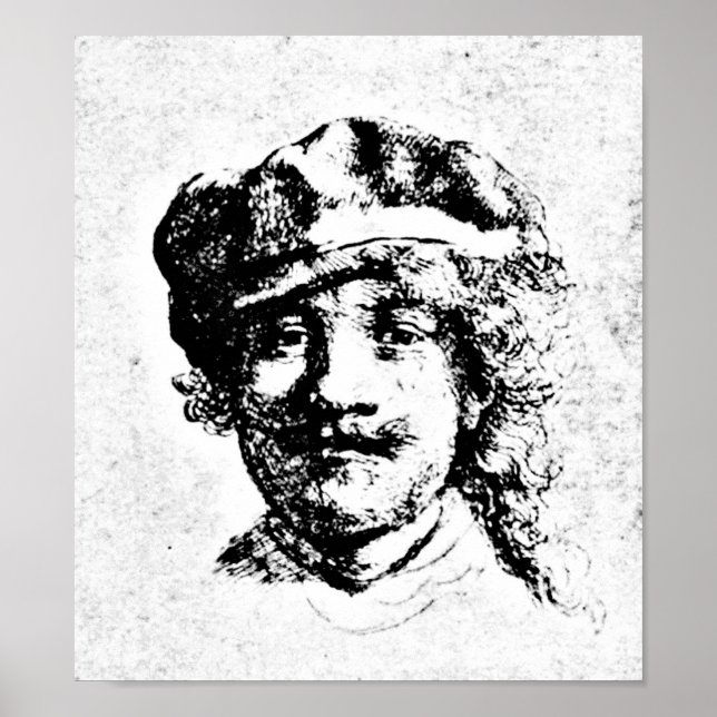 Poster Rembrandt Self Portrait Engraving (Devant)