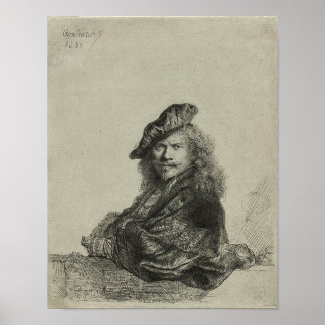 Poster Rembrandt Self Portrait Sketch (Devant)