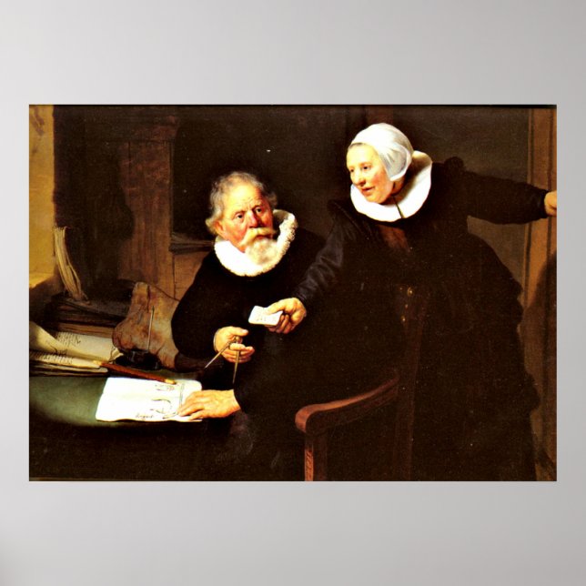 Poster Rembrandt : The Shipbuilder and his Wife, 1633 (Devant)