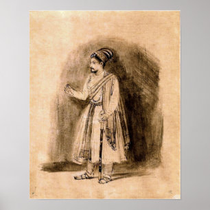 Poster Rembrandt - Un noble Deccani debout 1656