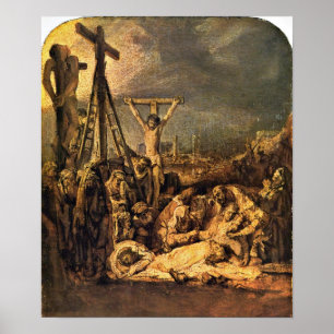 Poster Rembrandt van Rijn - La levée de la Croix