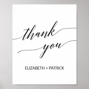 Poster Remerciement Élégant en Calligraphie Noire