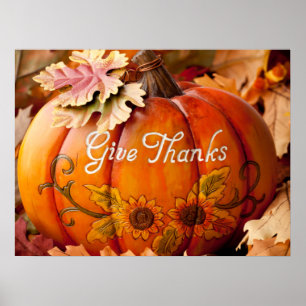 Poster Remerciements Beau Citrouille de Thanksgiving