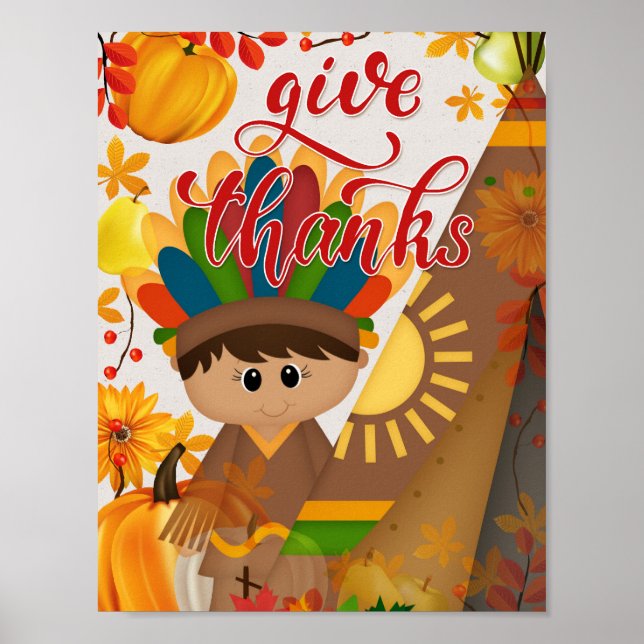 Poster Remerciements - Native American Boy & Tipi (Devant)