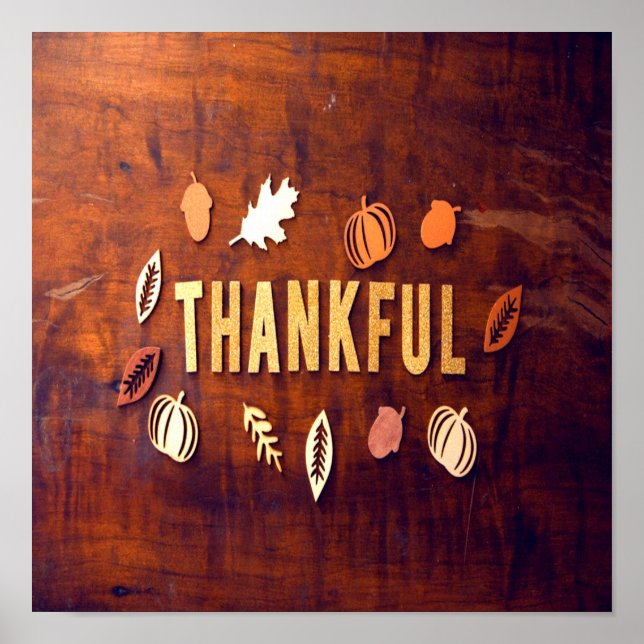 Poster Remerciements Thanksgiving Fall Leaves Citrouille (Devant)