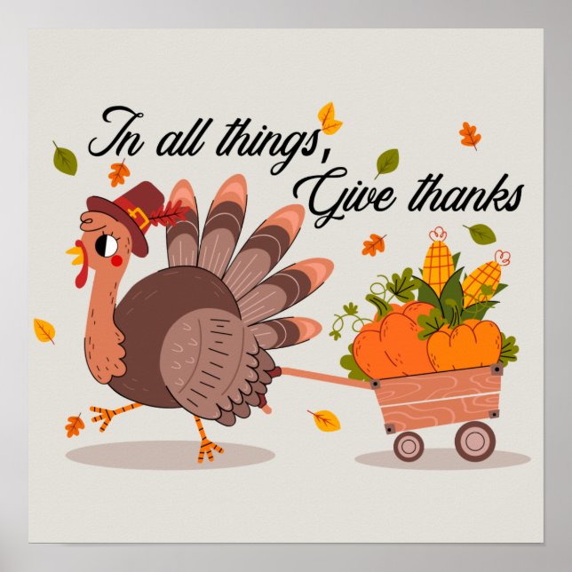 Poster remercier Thanksgiving turkey (Devant)