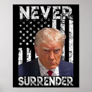 Poster Remettre Trump Mug Shot 2024 - Drapeau américain f