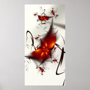 Poster Remous rouges de noir de fleurs