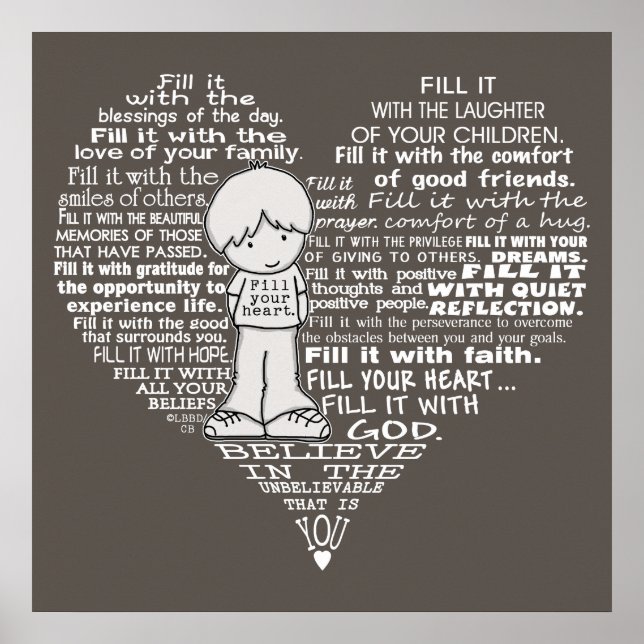 Poster Remplissez vos lettres du coeur blanc/Brown foncé (Devant)