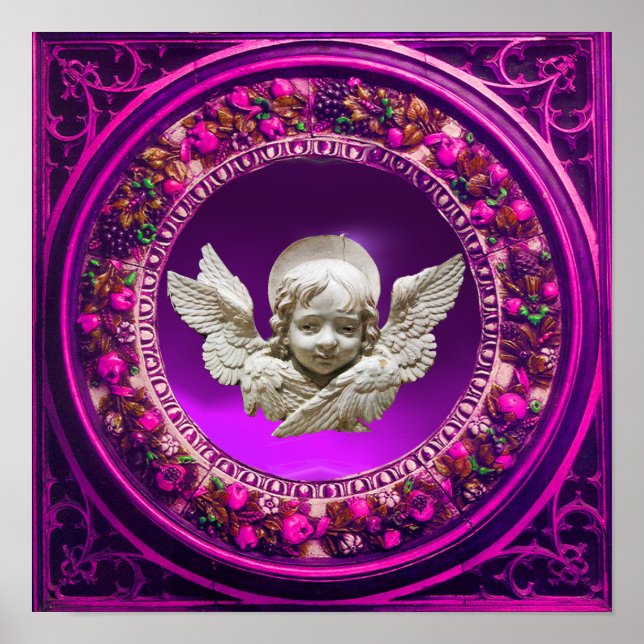 POSTER RENAISSANCE FLORENTINE ANGEL ROSE FLORAL COURONNE (Devant)