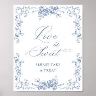 Poster Renaissance Ornate Dusty Bleu Floral L'amour est d