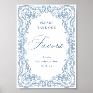 Poster Renaissance Ornate Dusty Blue Faveurs Mariage