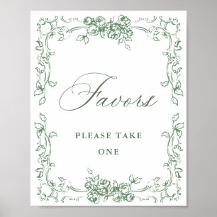 Poster Renaissance Ornate Sage Green Faveurs Mariage
