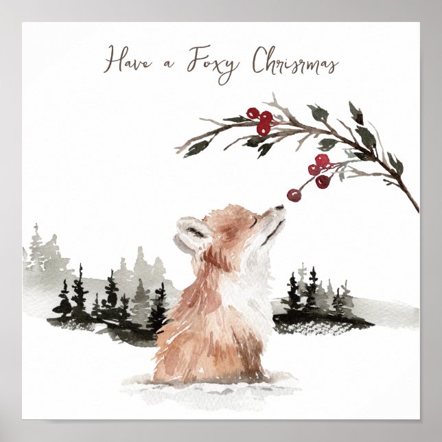 Poster Renard animal de Noël (Devant)