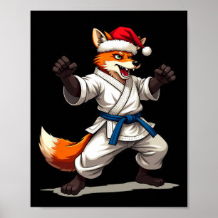 Poster Renard animal drôle en Karate Uniforme pour Noël H