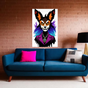 Poster Renard anthropomorphique dans une veste violette  