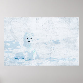 Poster Renard arctique sur la glace blanche illustration