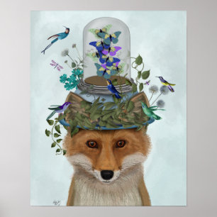 Poster Renard avec papillon Bell Jar
