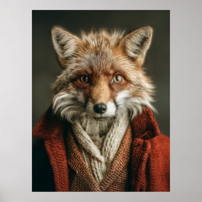 Poster Renard Dapper dans un style cosy (Devant)
