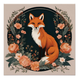 Poster Renard de Cottagecore
