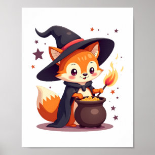Poster Renard de sorcière mignon � T-shirt d'animal magiq