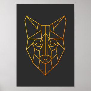 Poster Renard doré géométrique animal faune moderne art