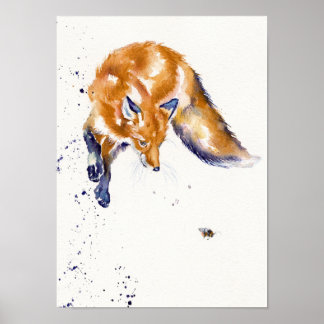 Poster Renard en saut : "Bee Leaping"