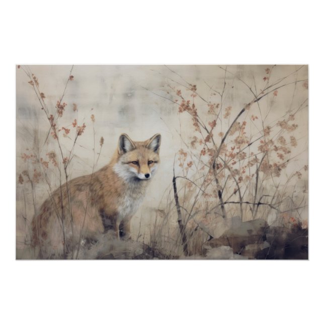 Poster Renard esthétique Wabisabi (Devant)